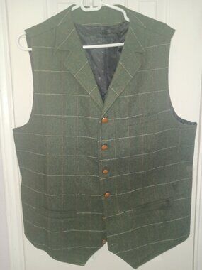 Gioberti XXL Forest Green Windowpane Tweed Vest